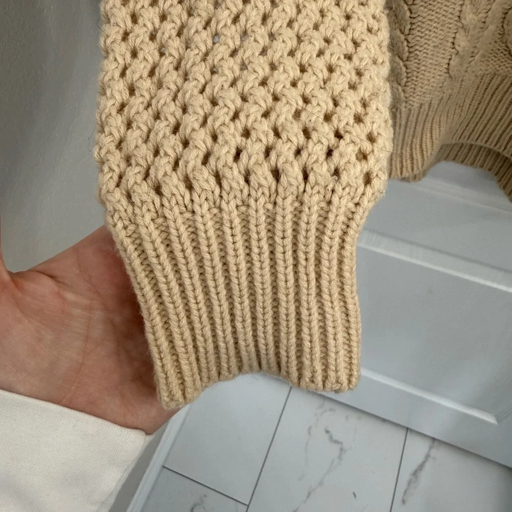 Tularosa Cable Knit Cream Sweater Women's Size XS